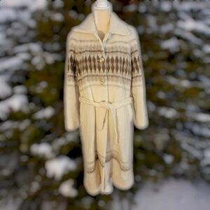 Vintage Cream and Brown Pea Coat